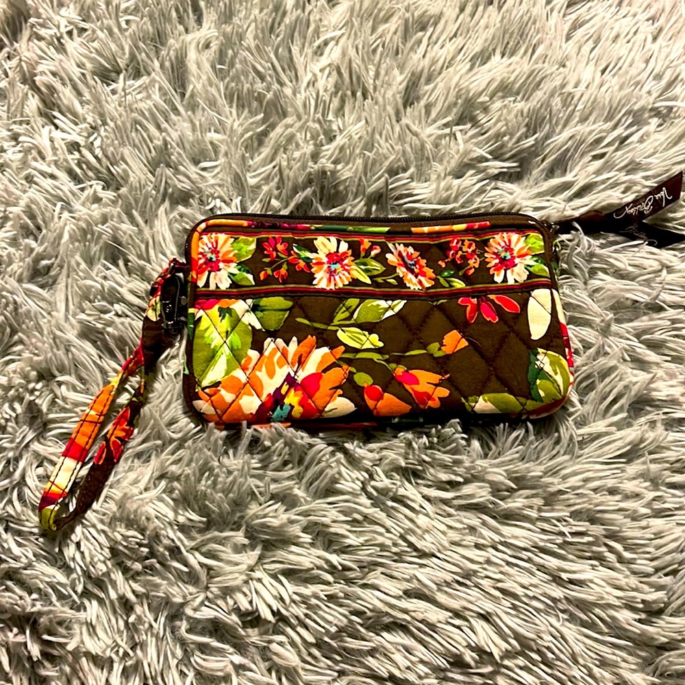 Vera Bradley brown floral wristlet